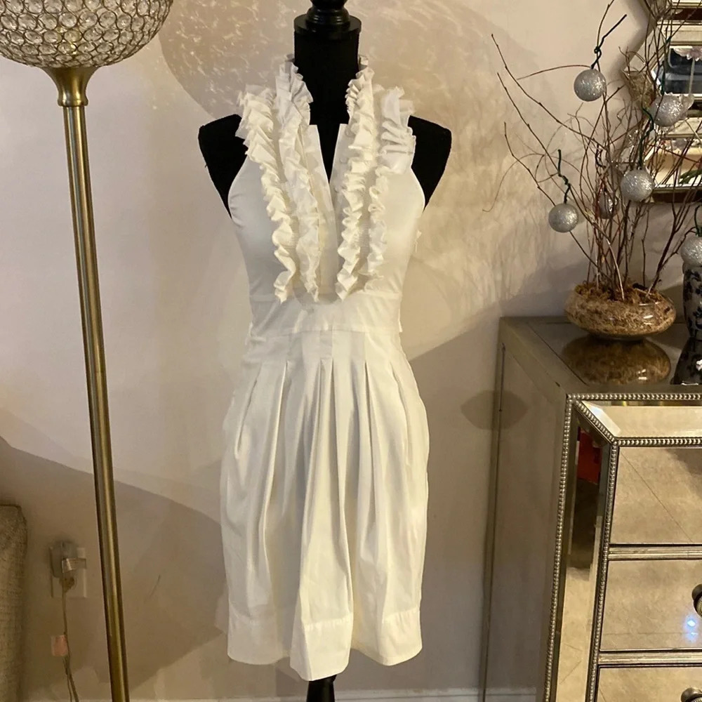 BCBGMaxAzria White Ruffled Dress